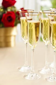 Wedding reception setting with champagne Stock-Fotos