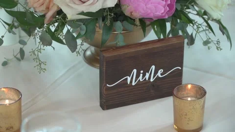 Wedding Reception Table Decor 120fps Slow Motion Stock Footage 135755736