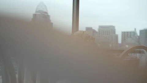 Wedding Reception Table Decor with City in Background Slider Stock Footage 122598347