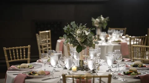 Wedding Reception Table Decor Stock Footage 194723780