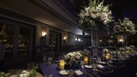 Wedding Reception Table Decor Slider Stock Footage 122533177