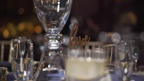 Wedding Reception Table Decor Table Numbers Stock Footage 122533189
