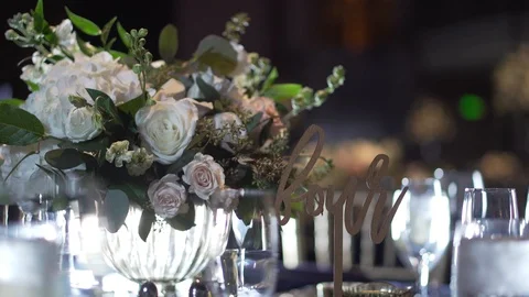 Wedding Reception Table Decor Tilt Stock Footage 122533186