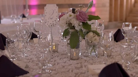 Wedding Reception Table Decorations. Stock Footage 108451122