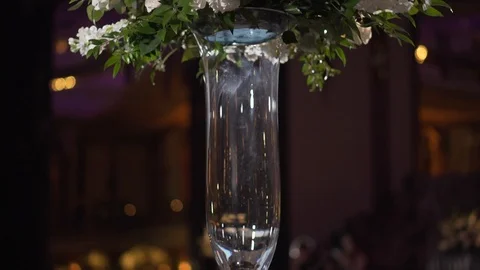 Wedding Reception Table Flowers Tilt Stock Footage 122533187