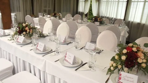 Wedding reception table set Stock Footage 73901128