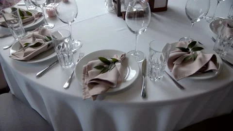 Wedding reception table setting. Stock Footage 166706404