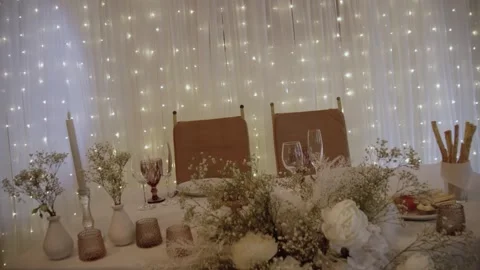 Wedding reception table setting. Stock Footage 257618864