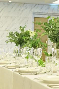 Wedding reception table setting Stock Photos