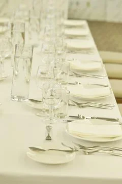Wedding reception table setting Stock Photos