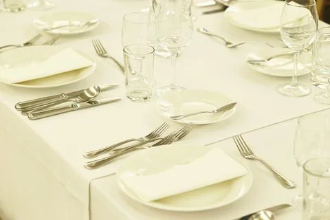 Wedding reception table setting Foto stock
