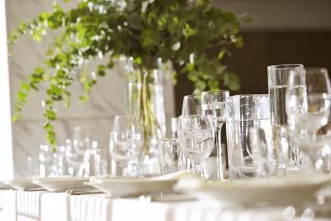 Wedding reception table setting Stock Photos