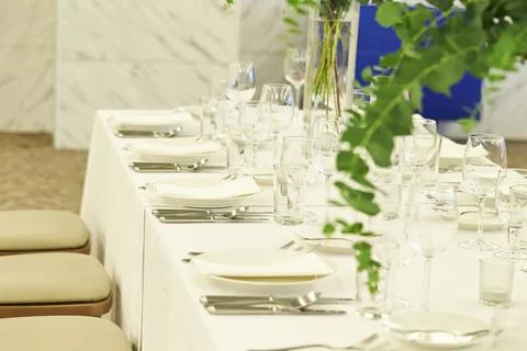 Wedding reception table setting Stock Photos