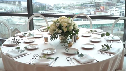 Wedding Reception Table Super Slow Motion Steadicam Stock Footage 122598341