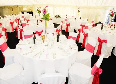 Wedding reception tables Stock Photos