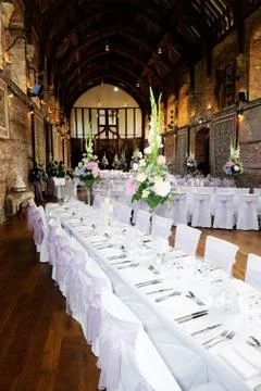 Wedding reception tables Stock Photos