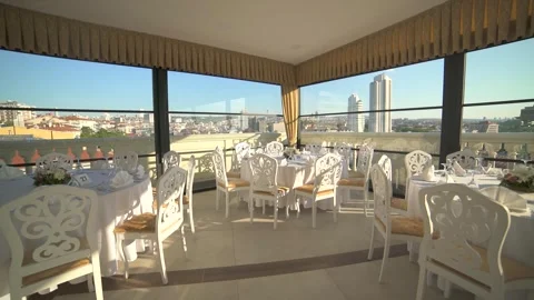 Wedding reception tables, place settings - Nuptial Banquet and Formal Reception Stock Footage 339842319