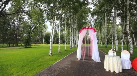 Wedding red archway Stock Footage 54042015