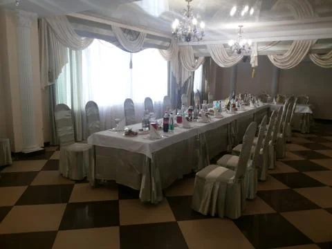 Wedding restaurant dinner table Stock Photos