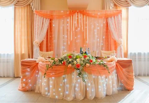Wedding restaurant table 스톡 사진