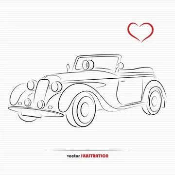 Wedding retro car Stock Illustration