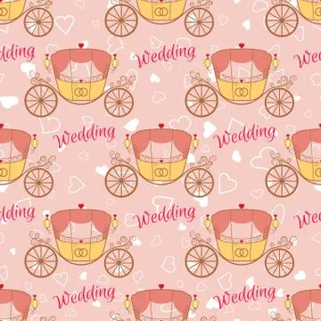 Wedding retro carriage seamless pattern Stock Illustration