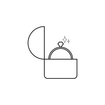Wedding ring in a box icon. Love and Valentine's Day element icon. Premium Stock Illustration