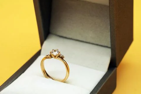 Wedding ring in a box Stock Photos
