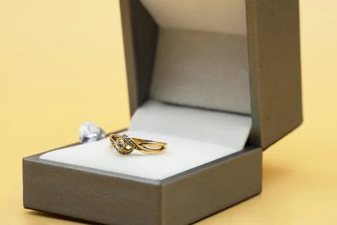 Wedding ring in a box Stock Photos