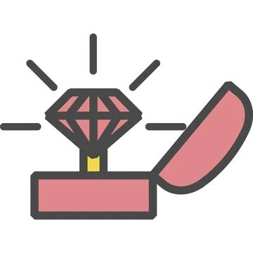 Wedding ring in box vector icon Illustrazione stock