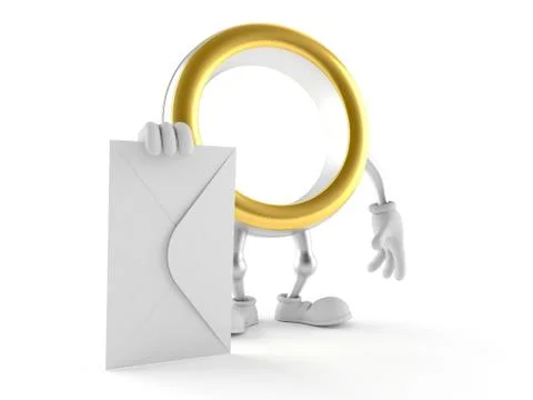 Wedding ring character with envelope Stock Illustration