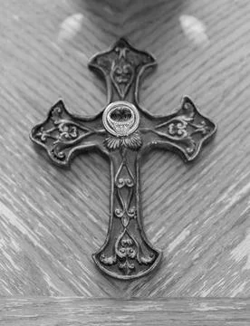 Wedding Ring on Cross Stock Photos