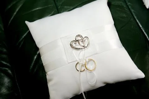 Wedding ring cushion Stock Photos