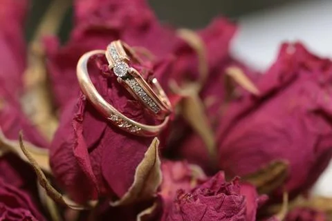 Wedding ring decor Stock Photos