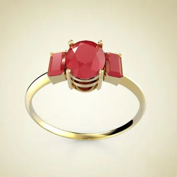 Wedding ring with diamond. 3D illustration Stock Illustration
