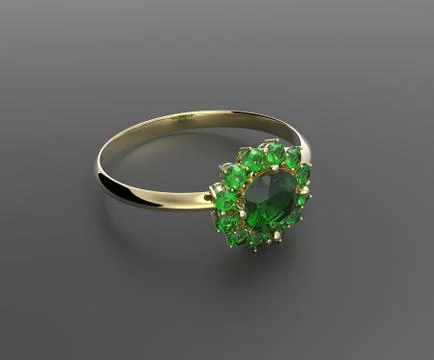 Wedding ring with diamond. 3D illustration Stock Illustration