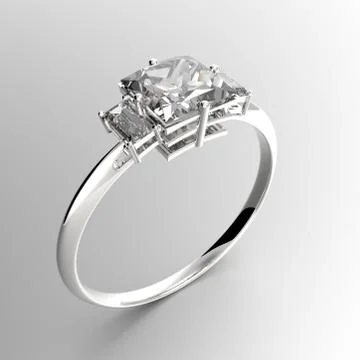 Wedding ring with diamond. 3D rendering Stock Illustration