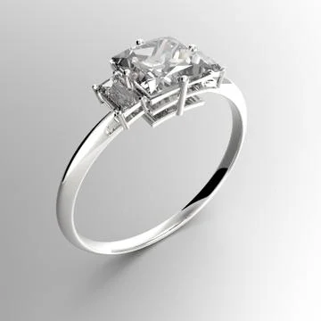 Wedding ring with diamond. 3D rendering Stock Illustration