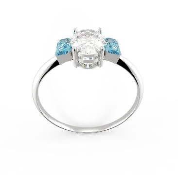 Wedding ring with diamond. 3D rendering Stock Illustration