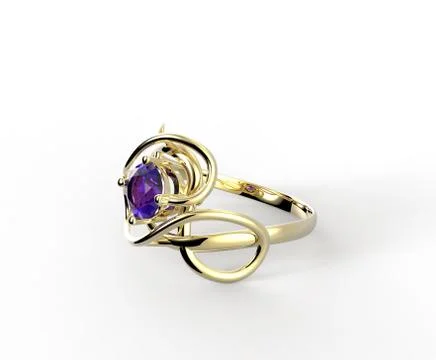 Wedding ring with diamond. 3D rendering Stock Illustration