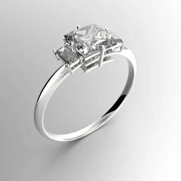 Wedding ring with diamonds. 3D rendering Stock Illustration