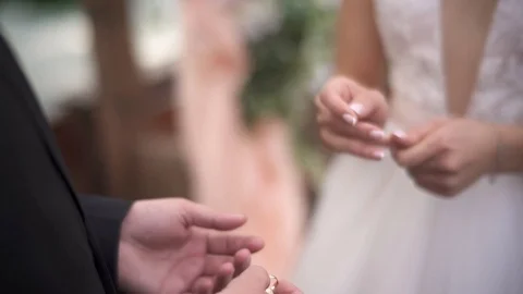 Wedding ring dress up Stock Footage 92320434