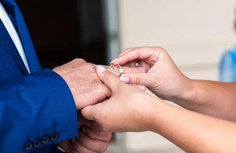 Wedding Ring Exchange Close View in Latvia Stock Photos
