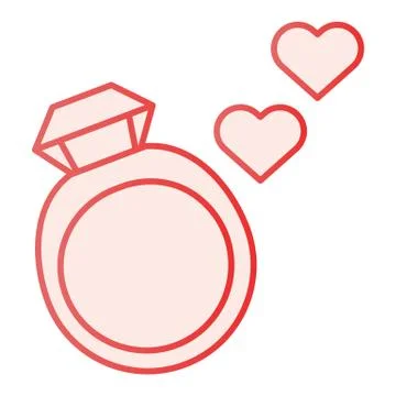 Wedding ring flat icon. Ring with gemstone pink icons in trendy flat style Stock Illustration