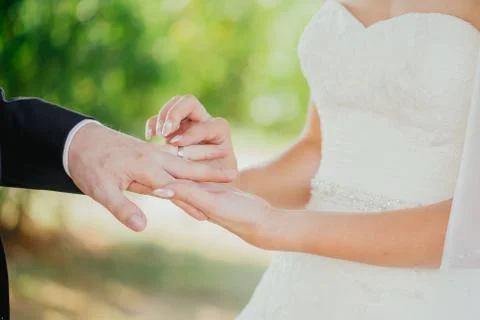 Wedding ring hands love Stock Photos