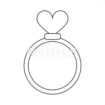 Line Art Wedding Ring - Platinum ring with five diamonds, symbolizing love  - CleanPNG / KissPNG