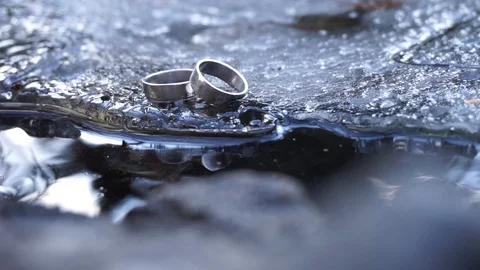 Wedding Ring on Ice Video stock 104558143