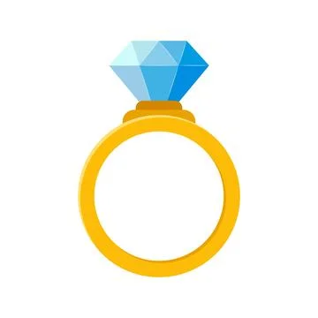 Wedding ring icon in flat style. Brilliant gold jewellery vector illustrati.. Stock Illustration