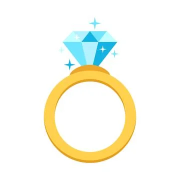Wedding ring icon in flat style. Brilliant gold jewellery vector illustrati.. Stock Illustration