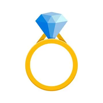 Wedding ring icon in flat style. Brilliant gold jewellery vector illustrati.. Stock Illustration